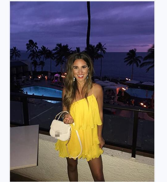 Актуална дамска рокля с една презрамка в розов и жълт цвят 