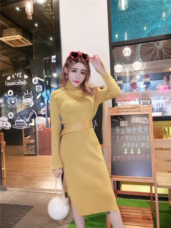 Μακρύ γυναικέιο φόρεμα σε κίτρινο και μαύρο χρώμα