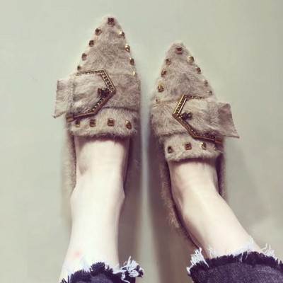 Mocasini moderni de dama cu catarama metalica in doua culori