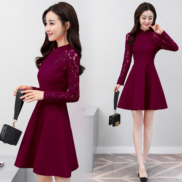 Rochie de dama in mai multe culori cu maneci din dantela