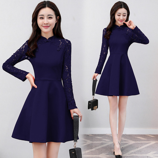 Rochie de dama in mai multe culori cu maneci din dantela