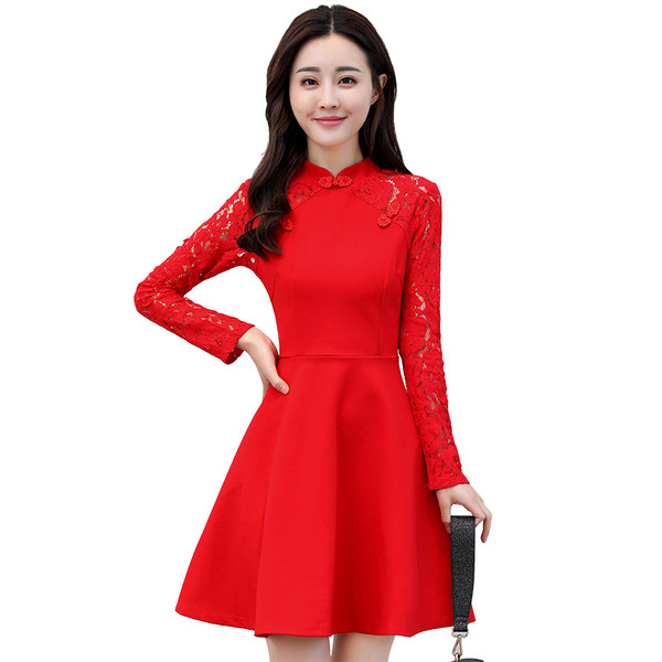 Rochie de dama in mai multe culori cu maneci din dantela