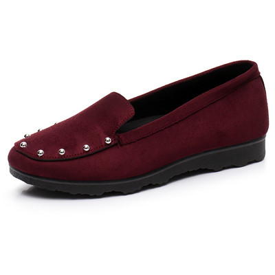 Mocasini de dama cu elemente metalice din piele intoarsa ecologica in trei culori