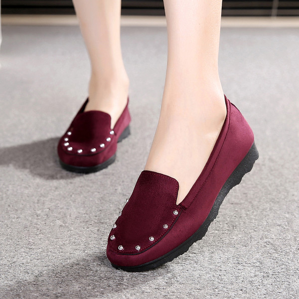 Mocasini de dama cu elemente metalice din piele intoarsa ecologica in trei culori