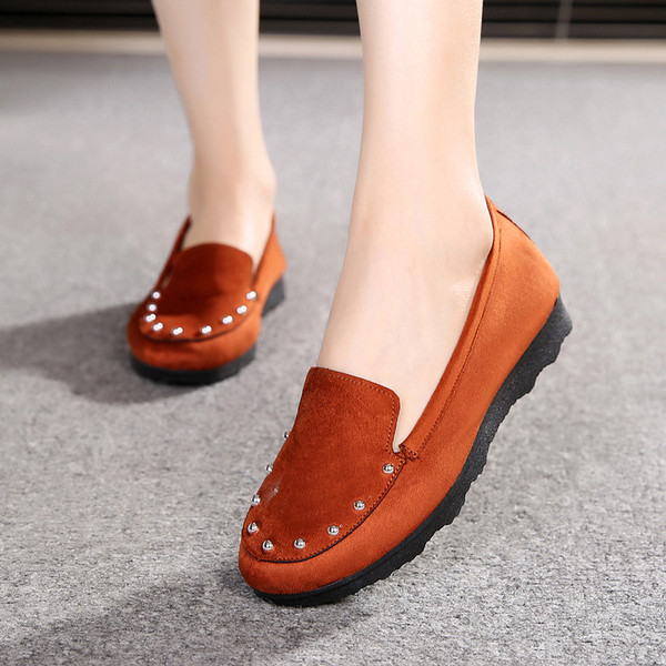 Mocasini de dama cu elemente metalice din piele intoarsa ecologica in trei culori