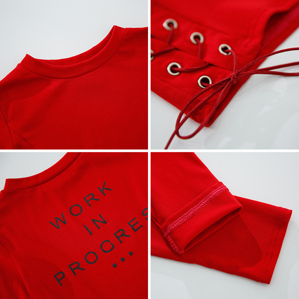 Bluza de dama cu cravate in cruce si inscriptie in mai multe culori