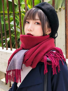 Дамски модерен двулицев шал в различни цветове