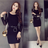 Rochie de dama in negru cu perle decorative