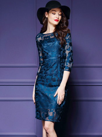 Дамска дълга дантелена рокля в три цвята