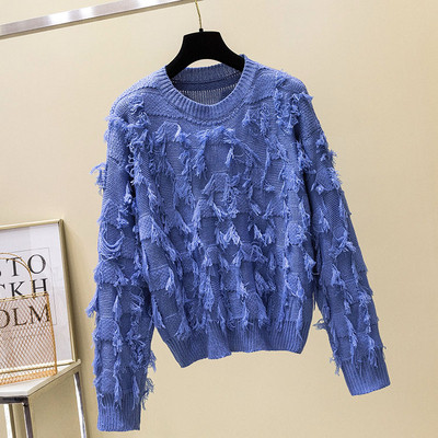 Μοντέρνο γυναικείο πουλόβερ με λαιμόκοψη σε σχήμα Ο σε διάφορα χρώματα