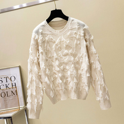 Μοντέρνο γυναικείο πουλόβερ με λαιμόκοψη σε σχήμα Ο σε διάφορα χρώματα