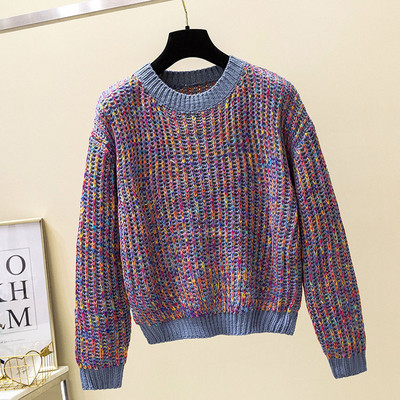 Ежедневен дамски плътен пуловер в няколко цвята