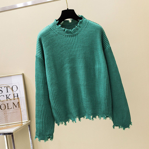 Pulover de dama elegant cu motive rupte in mai multe culori