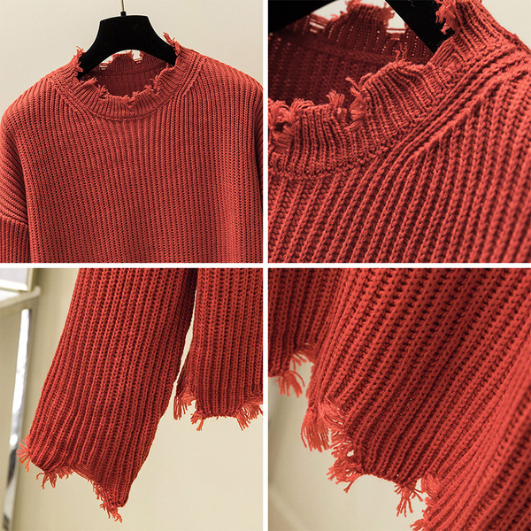 Pulover de dama elegant cu motive rupte in mai multe culori