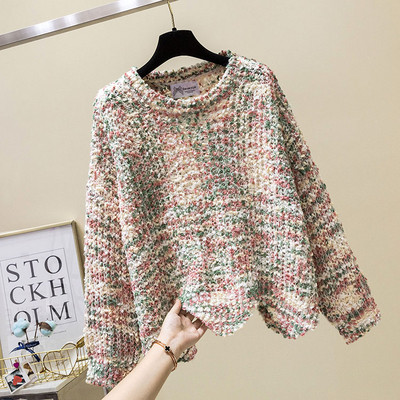 Γυναικείο πουλόβερ με λαιμόκοψη σε σχήμα Ο σε διάφορα χρώματα