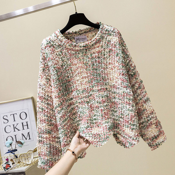 Γυναικείο πουλόβερ με λαιμόκοψη σε σχήμα Ο σε διάφορα χρώματα