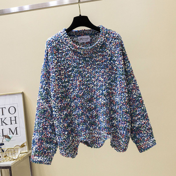 Γυναικείο πουλόβερ με λαιμόκοψη σε σχήμα Ο σε διάφορα χρώματα