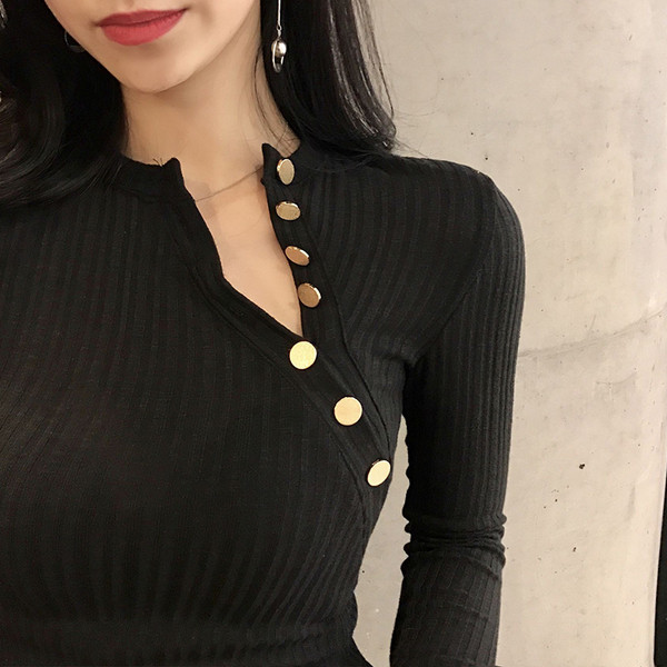 Bluza de dama cu nasturi in negru, alb si maro