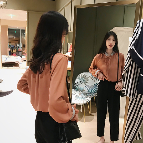 Дамска риза с връзки в два цвята