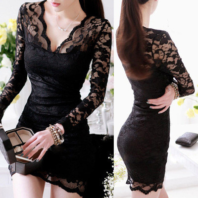 Stylish lace black dress