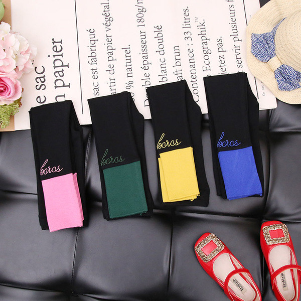 Jambiere pentru copii cu talie inalta si broderie colorata