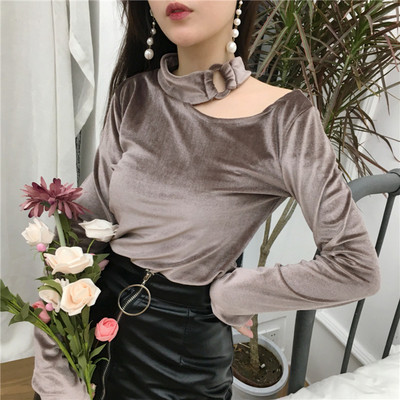 Bluză de damă din catifea cu cataramă în trei culori