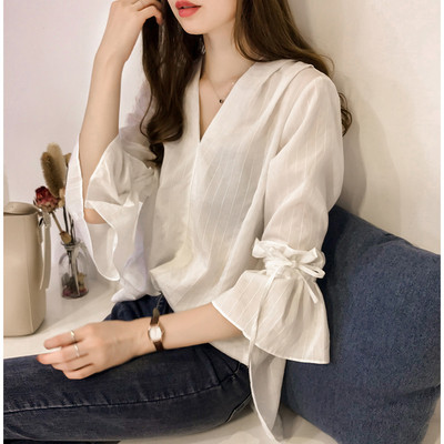 Κομψό γυναικείο πουκάμισο σε τρία V-necked χρώματα