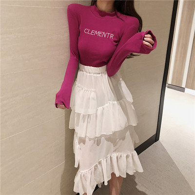 Къса дамска блуза с надпис в няколко цвята