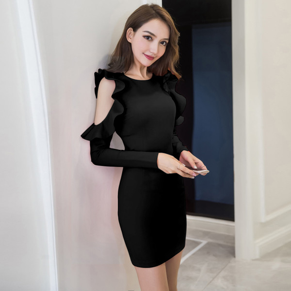 Rochie eleganta de dama in doua culori - negru si rosu