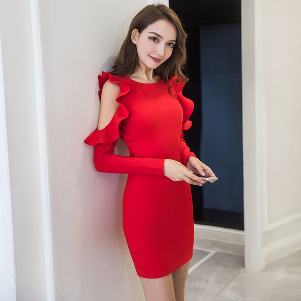 Rochie eleganta de dama in doua culori - negru si rosu