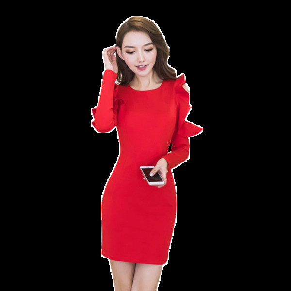 Rochie eleganta de dama in doua culori - negru si rosu