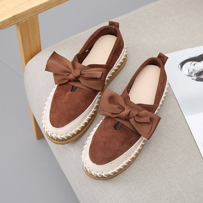 Ежеднeвен модел дамски мокасини с панделка в два цвята