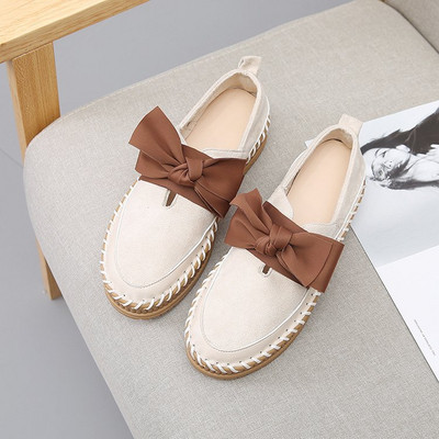 Ежеднeвен модел дамски мокасини с панделка в два цвята