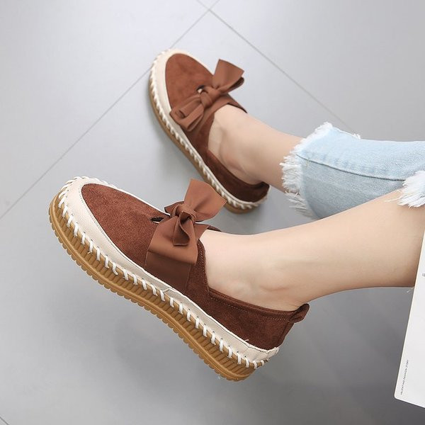 Ежеднeвен модел дамски мокасини с панделка в два цвята