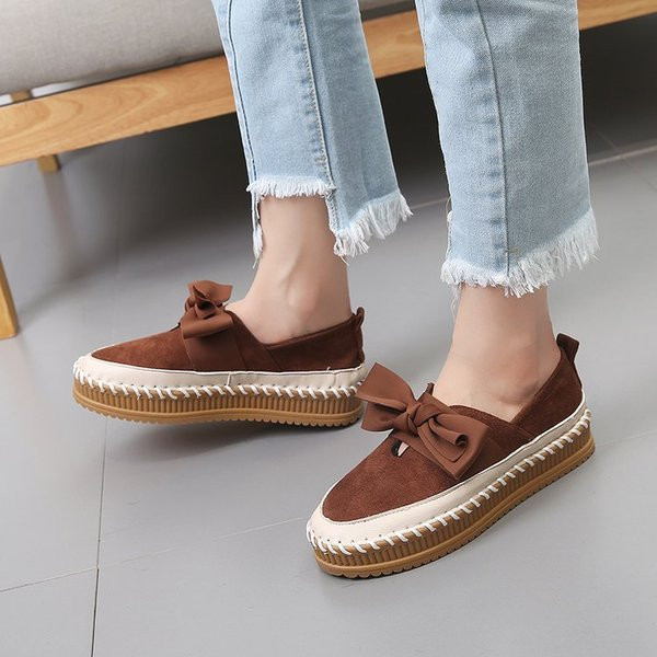 Ежеднeвен модел дамски мокасини с панделка в два цвята