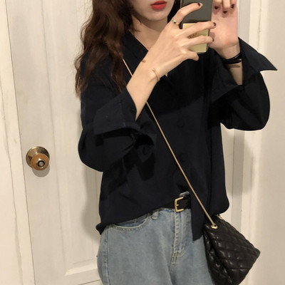 Стилна дамска черна риза