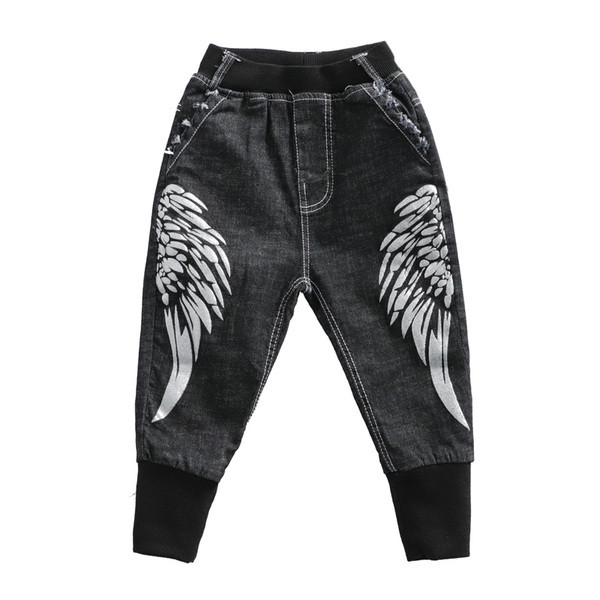 Детски дънки с висока талия и щампа