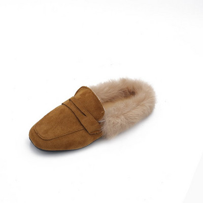 Model actual de mocasini de dama din piele intoarsa in doua culori