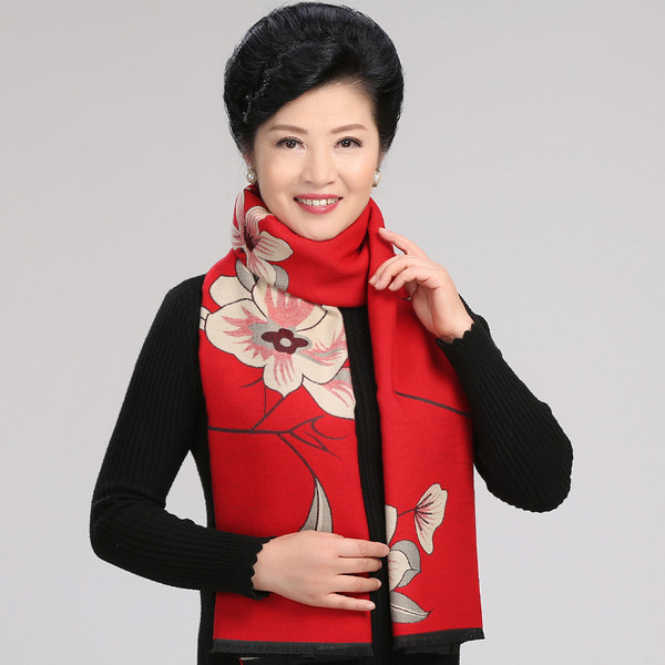 Esarfa moderna de dama cu motive florale in trei culori