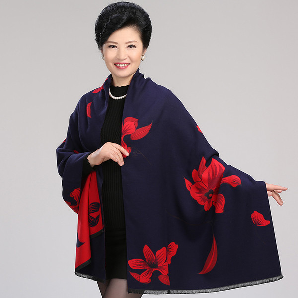 Esarfa moderna de dama cu motive florale in trei culori