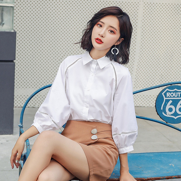 Cămașă elegantă de damă în alb