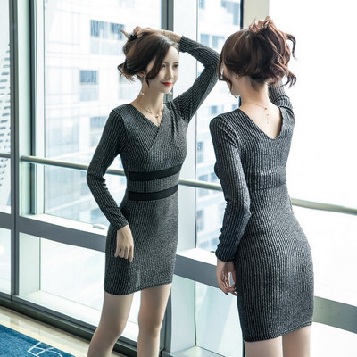 Γυναικείο κομψό φόρεμα με V-λαιμόκοψη σε τέσσερα χρώματα