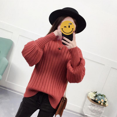 Pulover gros de dama modern cu guler inalt in mai multe culori