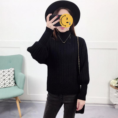 Pulover gros de dama modern cu guler inalt in mai multe culori