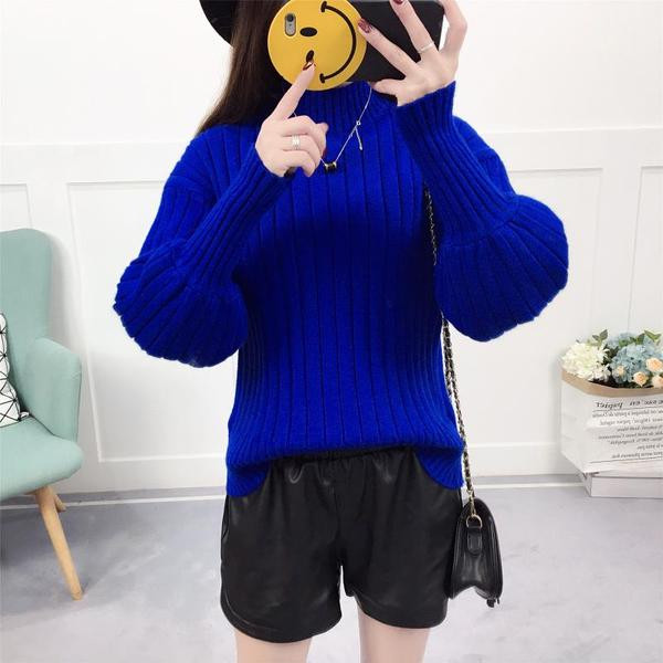 Pulover gros de dama modern cu guler inalt in mai multe culori