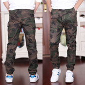 Pantaloni casual pentru copii pentru baieti in model de camuflaj