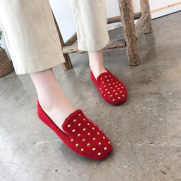 Mocasini moderni de dama cu elemente metalice in trei culori