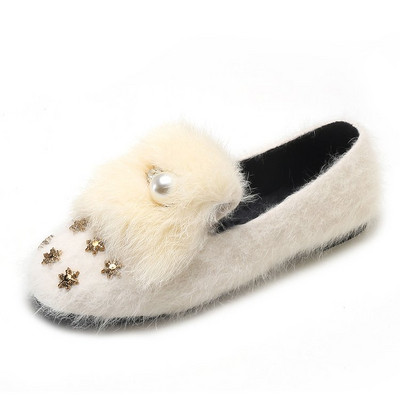 Mocasini de dama actuali cu elemente decorative si puf in trei culori