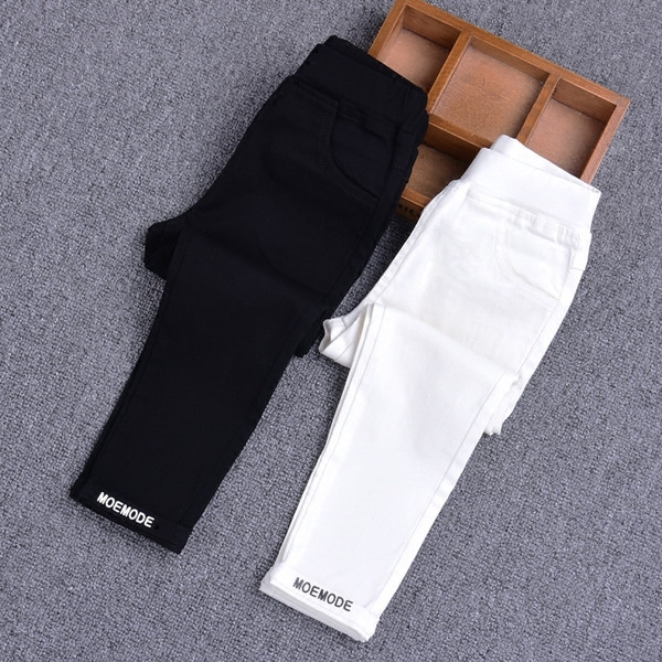 Παιδικά τζιν για κορίτσια σε μαύρο και άσπρο χρώμα