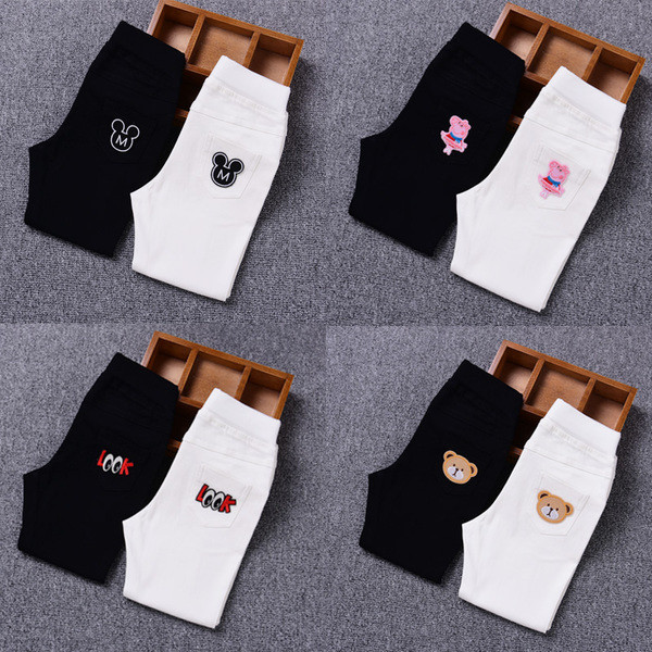 Παιδικά τζιν για κορίτσια σε μαύρο και άσπρο χρώμα